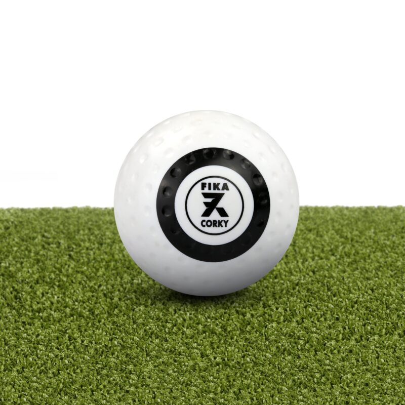 Wedstrijdbal dimple wit, kurk gevuld. Per 6 stuks.